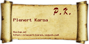 Plenert Karsa névjegykártya